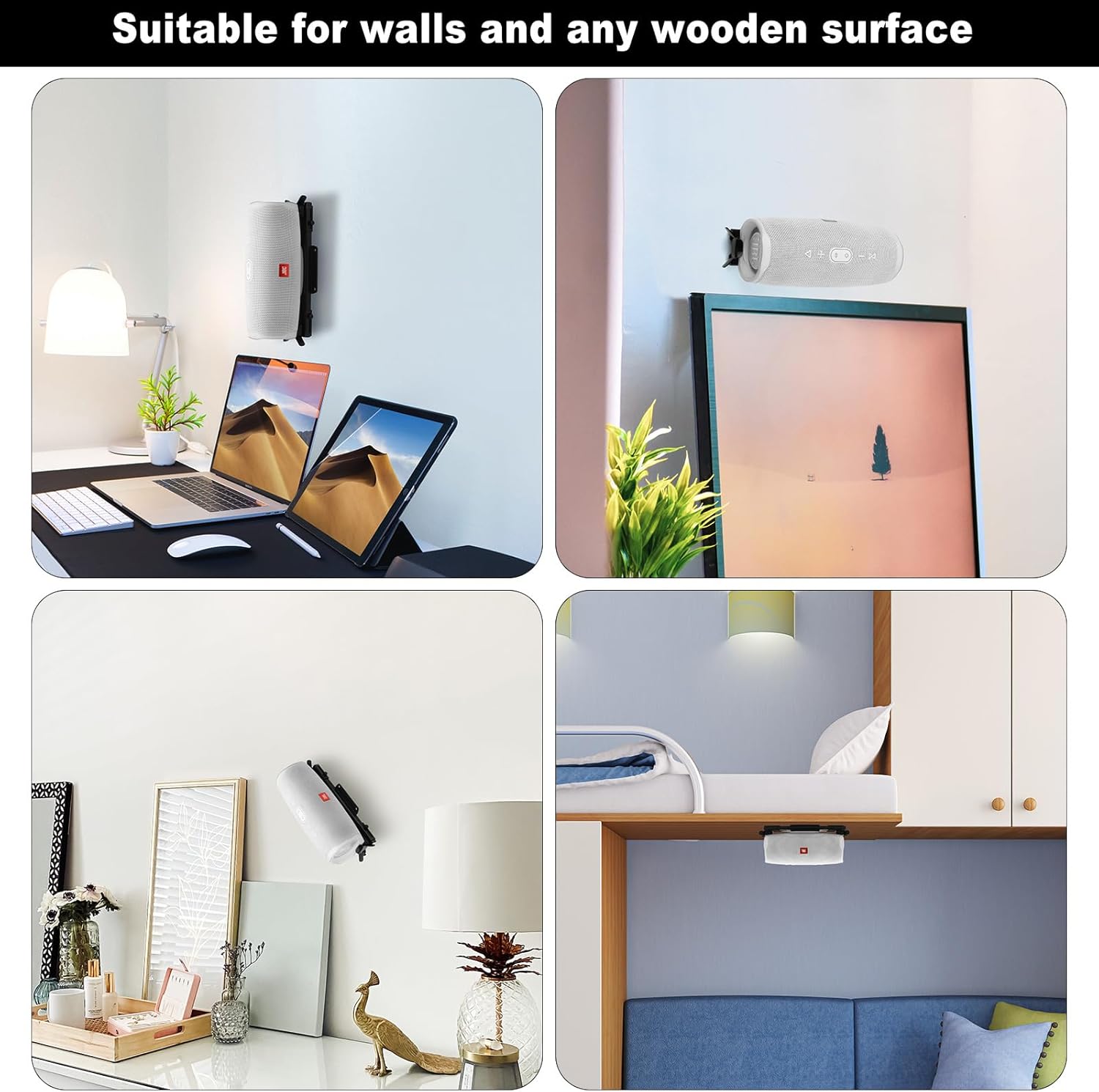 TXEsign Speaker Mount Wall Ceiling Mount for JBL Charge 4/Charge 5/Flip 6/Flip 5, Wall Bracket Metal Holder for Speaker from 6.85 to 9.2 inches (Black) - Image 2