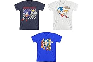 Sonic The Hedgehog 3-Pack Boy's Crew Neck Short Sleeve T-shirt Combo Set