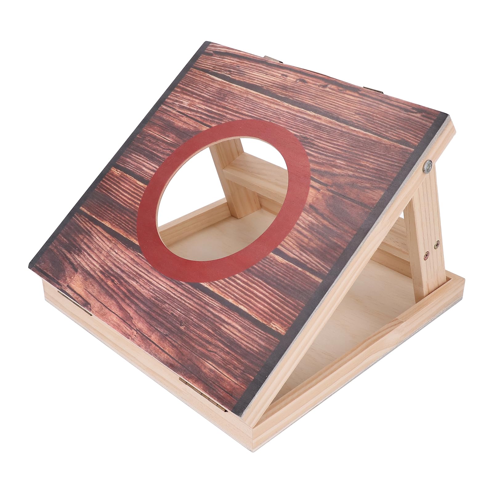 Zestaw Gier Cornhole na świeżym Powietrzu, Składany Zestaw Gier Cornhole Bean Bag na Zewnątrz (Czerwone kółko)