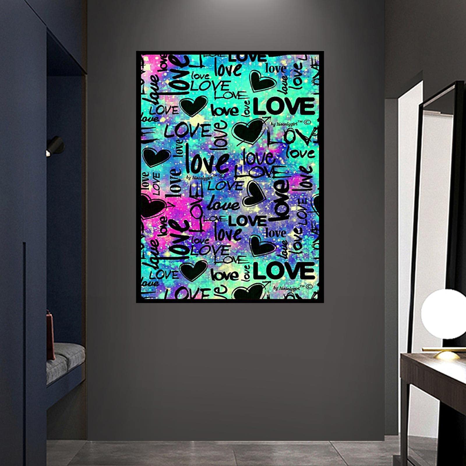 dsdsgog Pop Art Graffiti Style Posters Canvas Painting LOVE Green Print Simple Style Interior Decor Wall Painting Canvas Art Prints 60x90cm Frameless