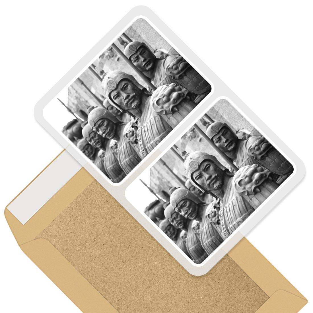 Destination Vinyl Ltd Multi 2 X 10Cm Rectangle Stickers - Terracotta Army China History Decals 38152