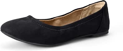 Amazon Essentials Women's Comfortable Round Toe Ballet Flats, Cushioned Memory Foam