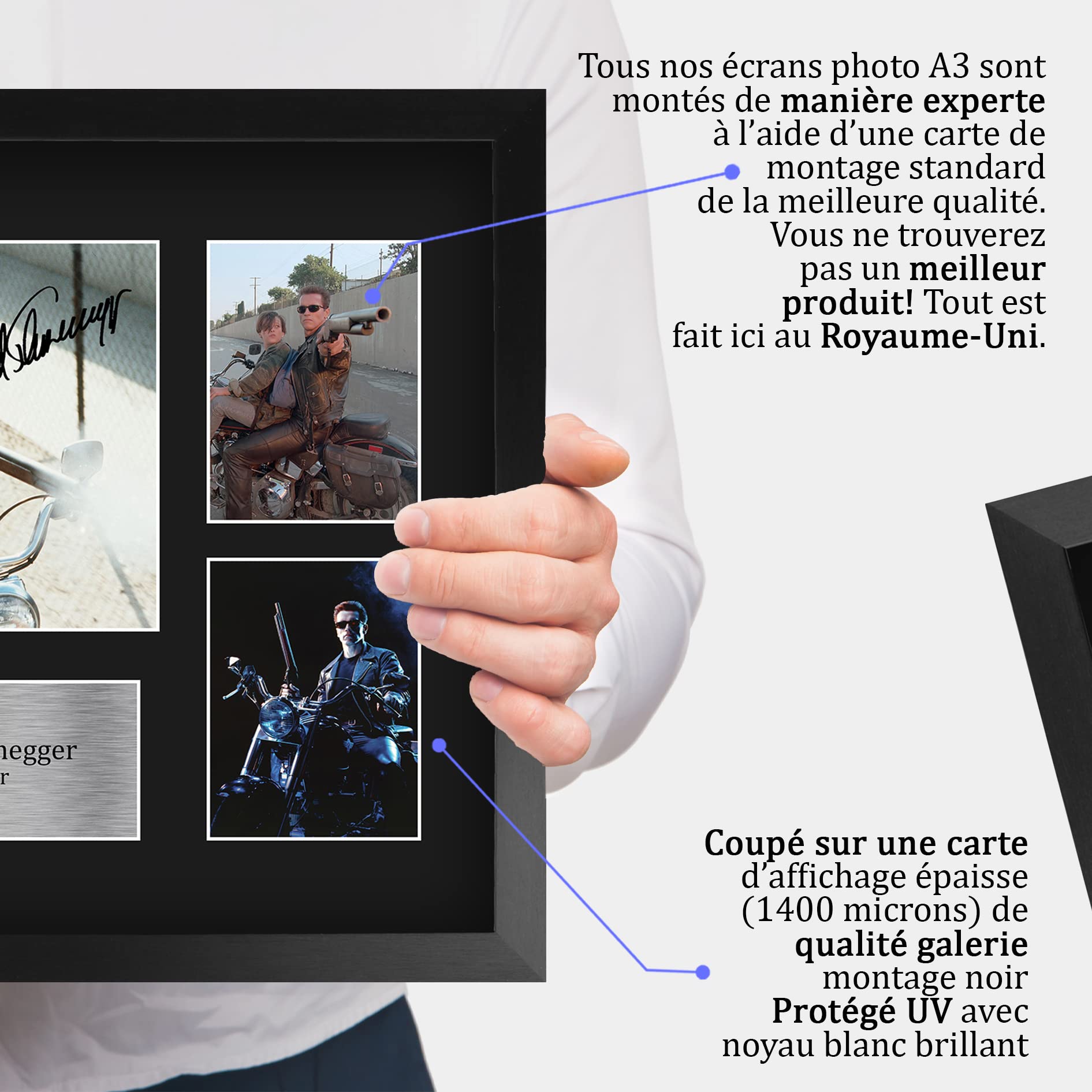 HWC Trading FR A3 Arnold Schwarzenegger Terminator Cadeaux Imprimés Autographe Affichage d’autographes pour les fans de cinéma - A3 Encadré