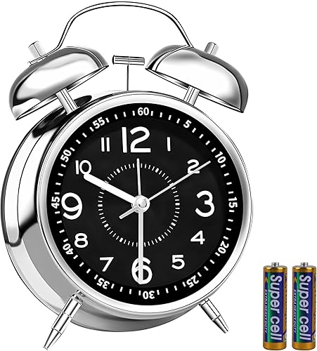 Miniatura 8 de pxy - Reloj despertador retro para personas con sueño profundo con esfera 3D, funciona con baterías (baterías incluidas), 10 cm, reloj de alarma