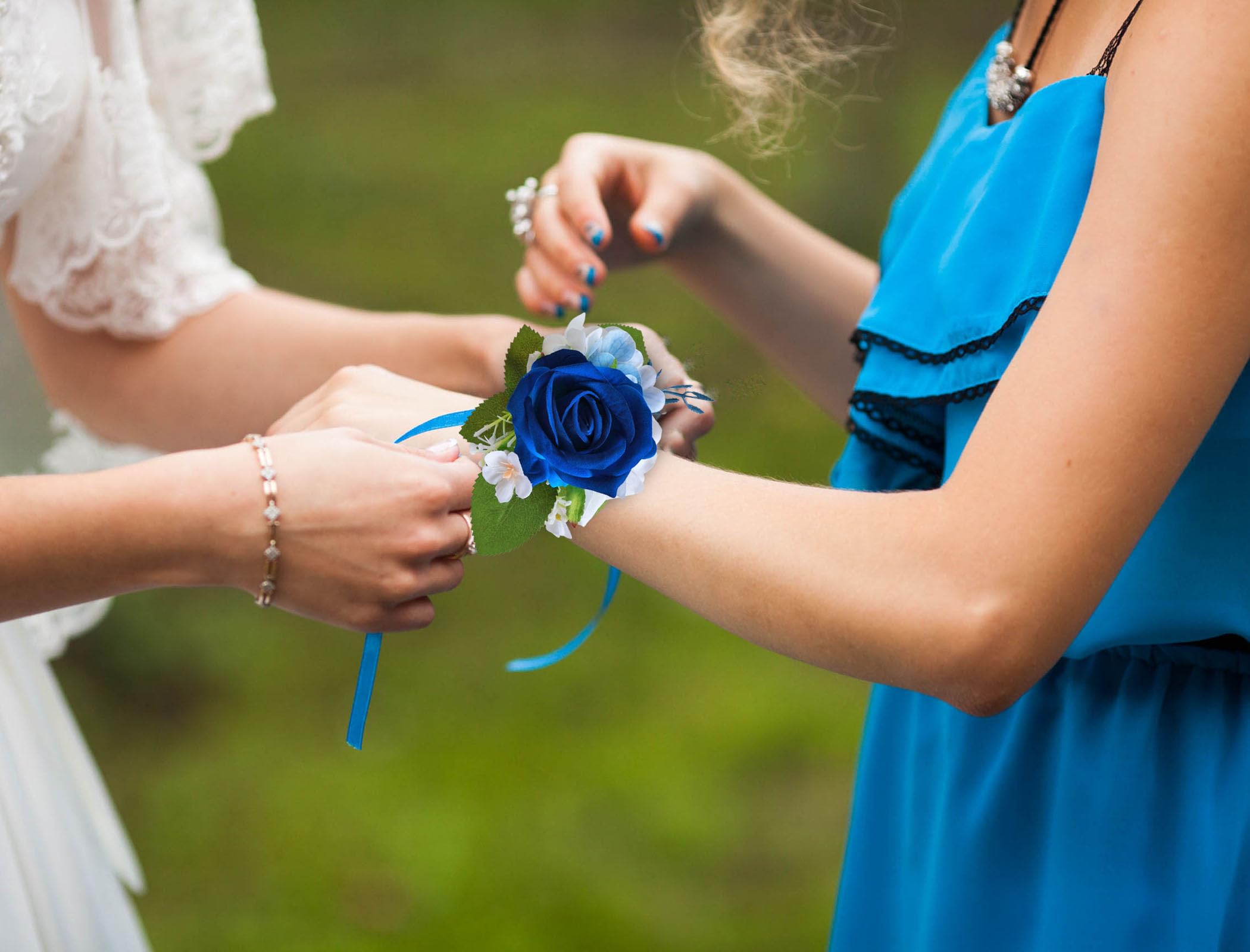 CherishedMoments 2Pcs Navy Blue Corsage and Boutonniere Set,Prom Wedding