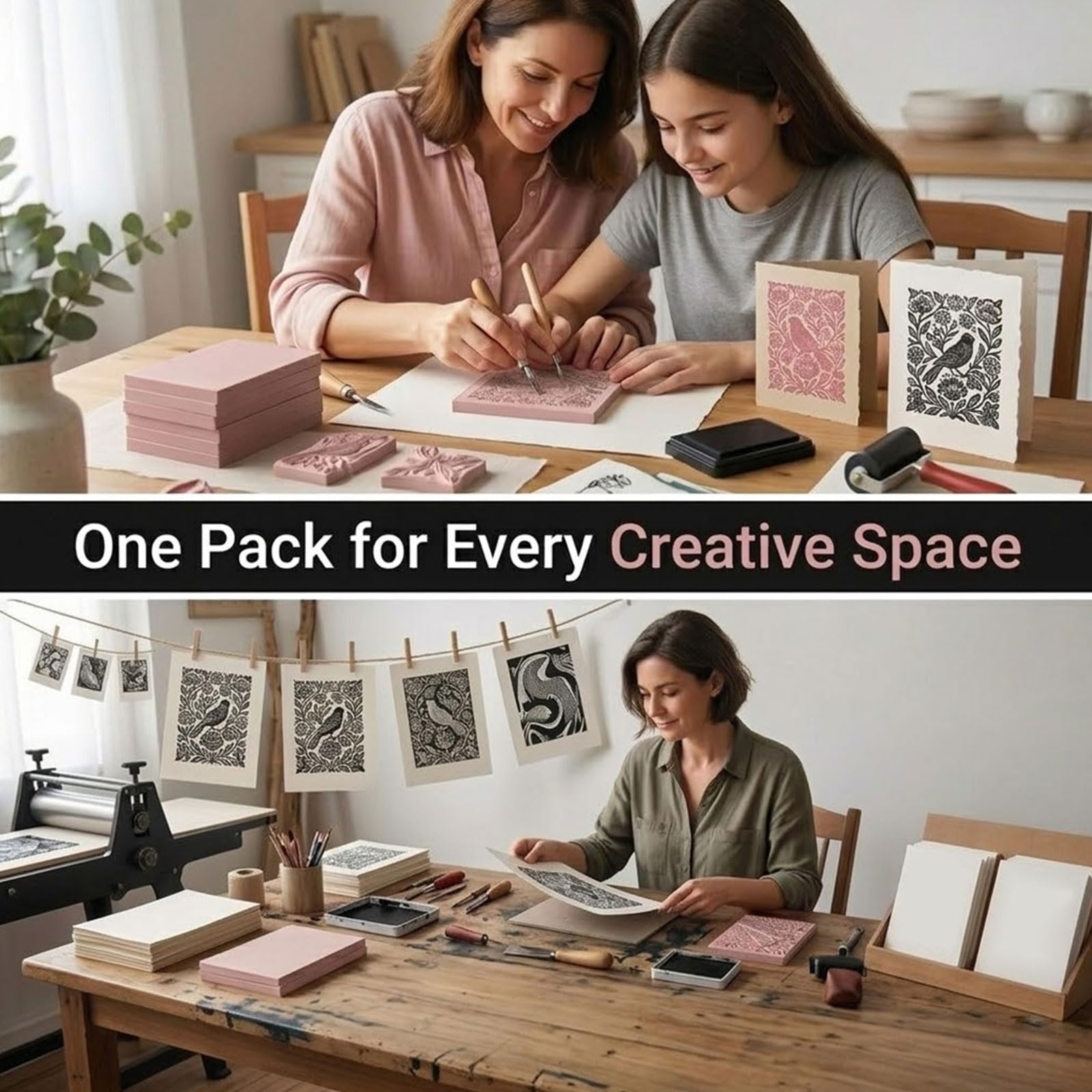 16 sztuk bloków linoleum do grafiki, 10 x 15 cm, miękkie, gumowe bloki do rzeźbienia znaczków, różowe bloki linorytowe do materiałów drukarskich, zestaw do drukowania blokowego dla początkujących i