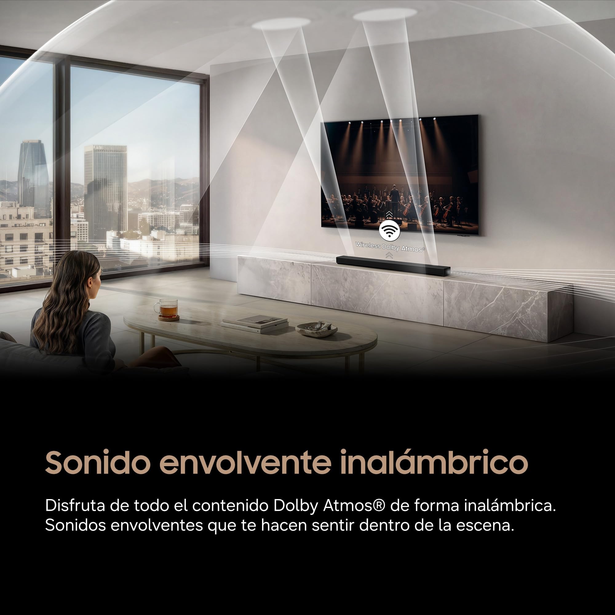 Samsung Barra de Sonido HW-Q600H/XC -Wireless Dolby Atmos, 3.1.2ch Sound, Q-Symphony, Adaptive Sound