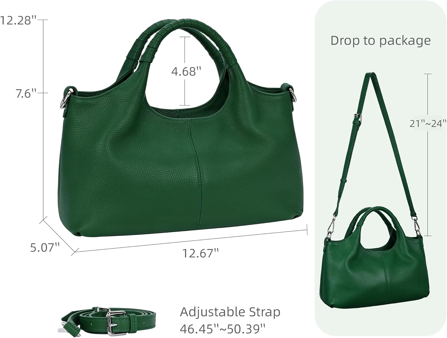 Iswee Genuine Leather Shoulder Bags Purses and Handbags for Women Satchel Designer Cross Body Hobo Medium Size Tote - Image 6