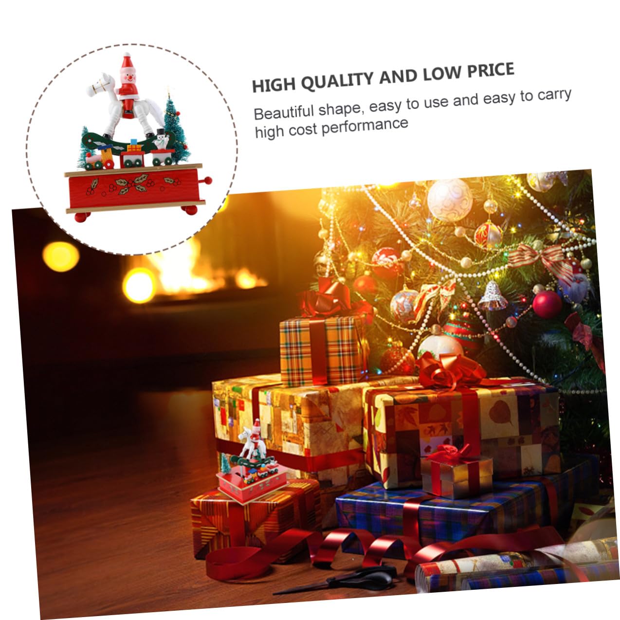Caja de Música de Madera para Navidad, Portátil y Fácil de Usar, Decoración Adorable para Escritorio y Obsequio Infantil en Época Navideña