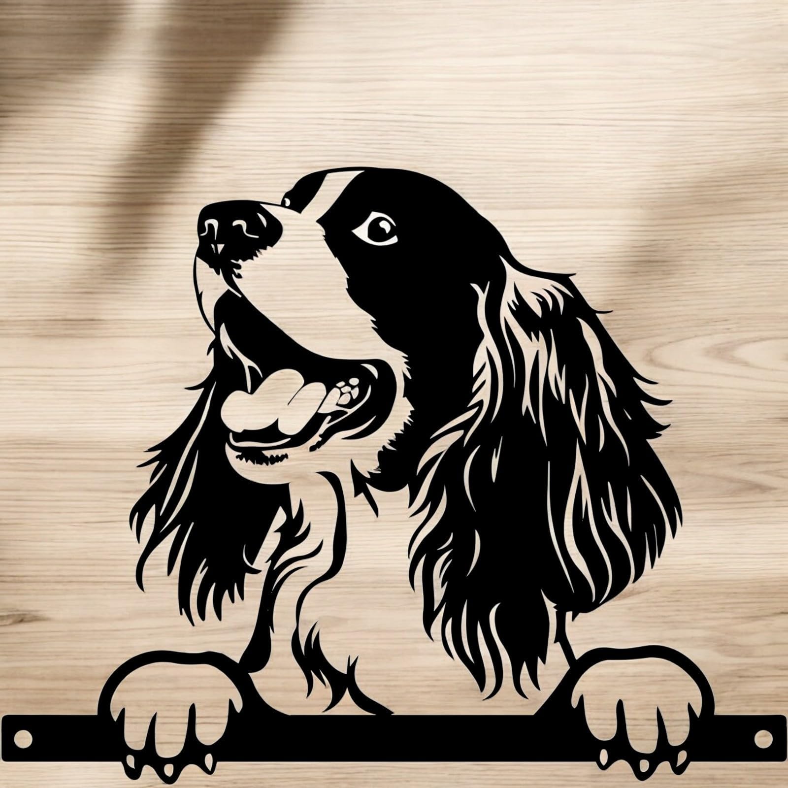 Epsom Door Handle Metal Spaniel Peeking Dog Silhouette – 28cm x 32cm | Decorative Metal Spaniel Art for Home & Garden Décor