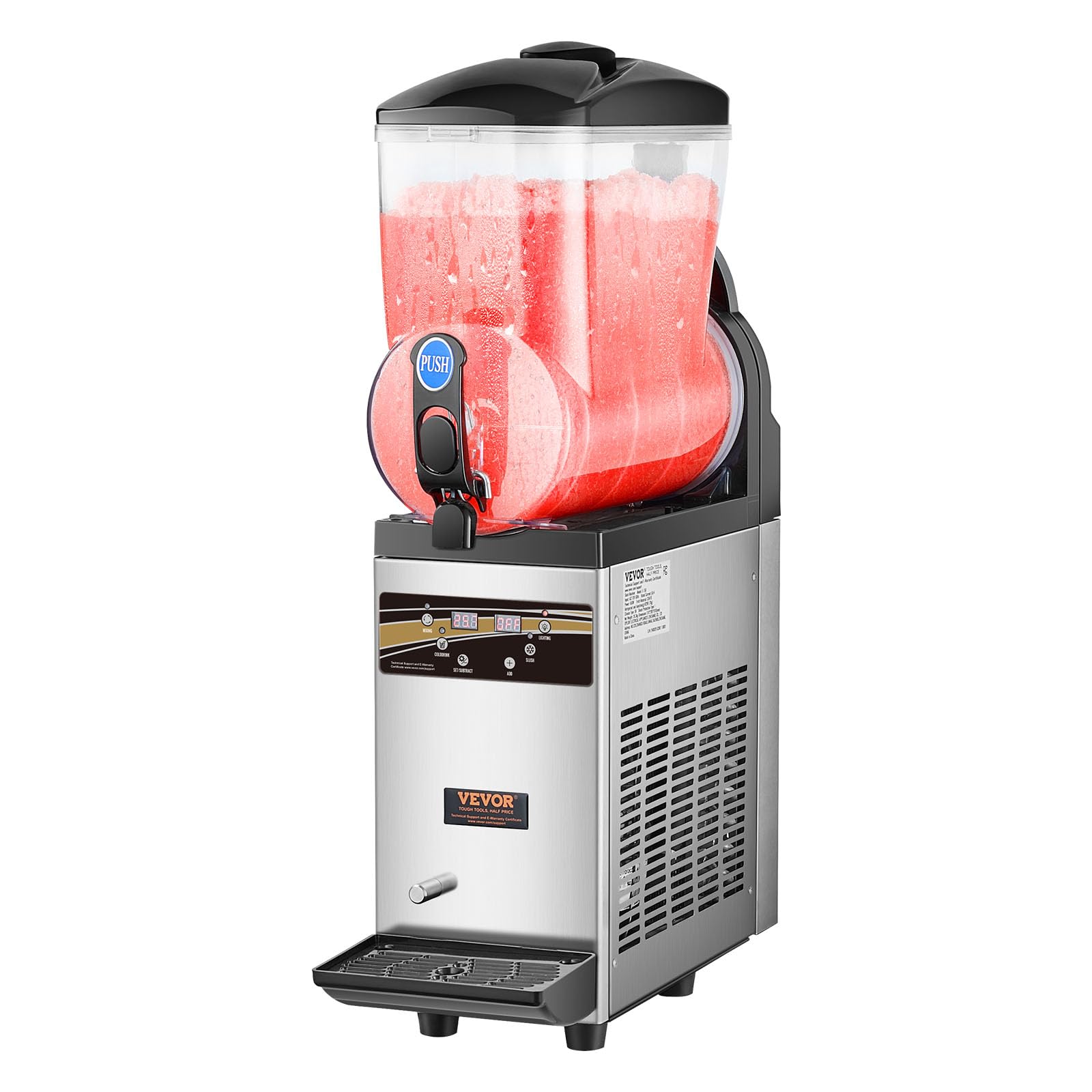 VEVOR - Máquina comercial de margarita, máquina comercial de granizado de un solo tanque de 15 l, 60 tazas de acero inoxidable para batidos de margarita, máquina de bebidas congeladas, máquina de