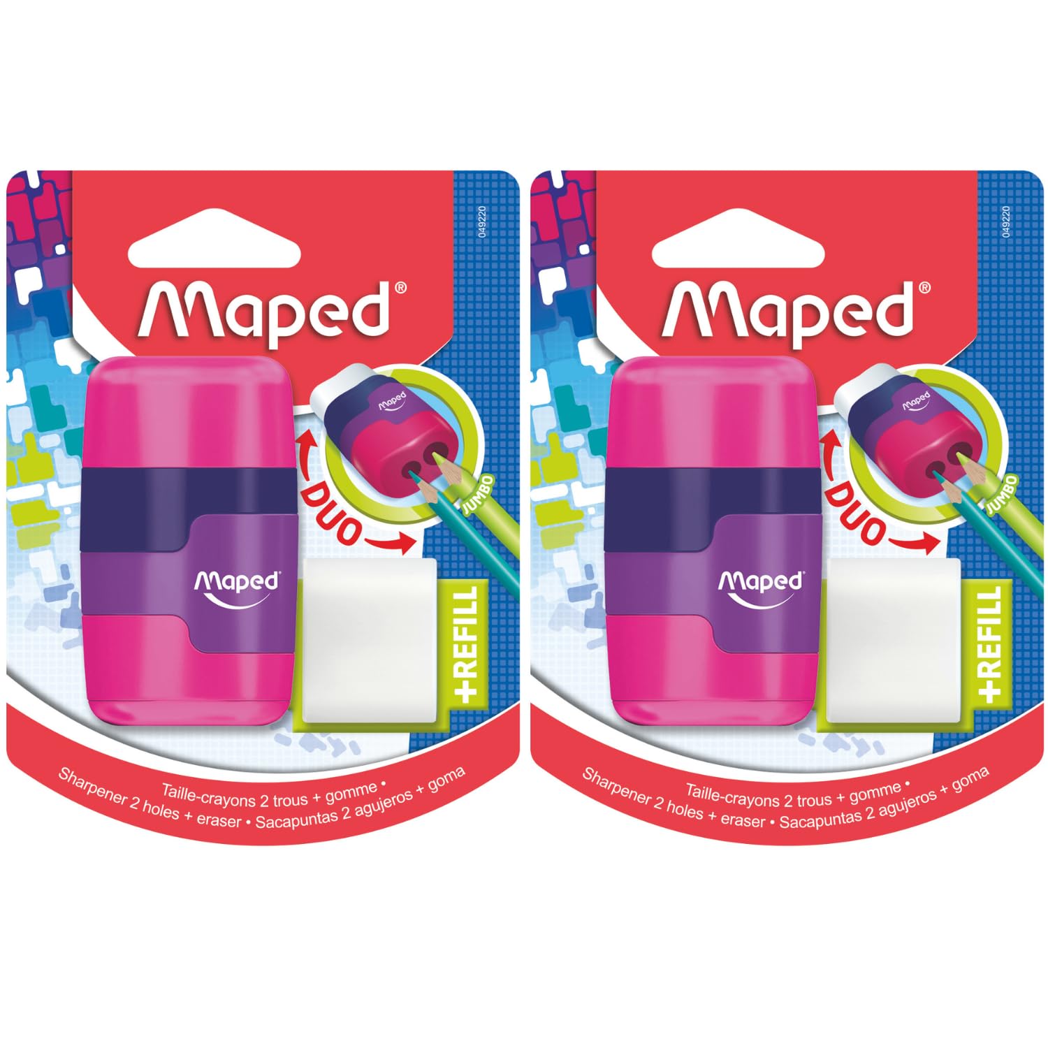 Maped Connect Farbiger Duo Radiergummi und Bleistiftspitzer (2 Stück)