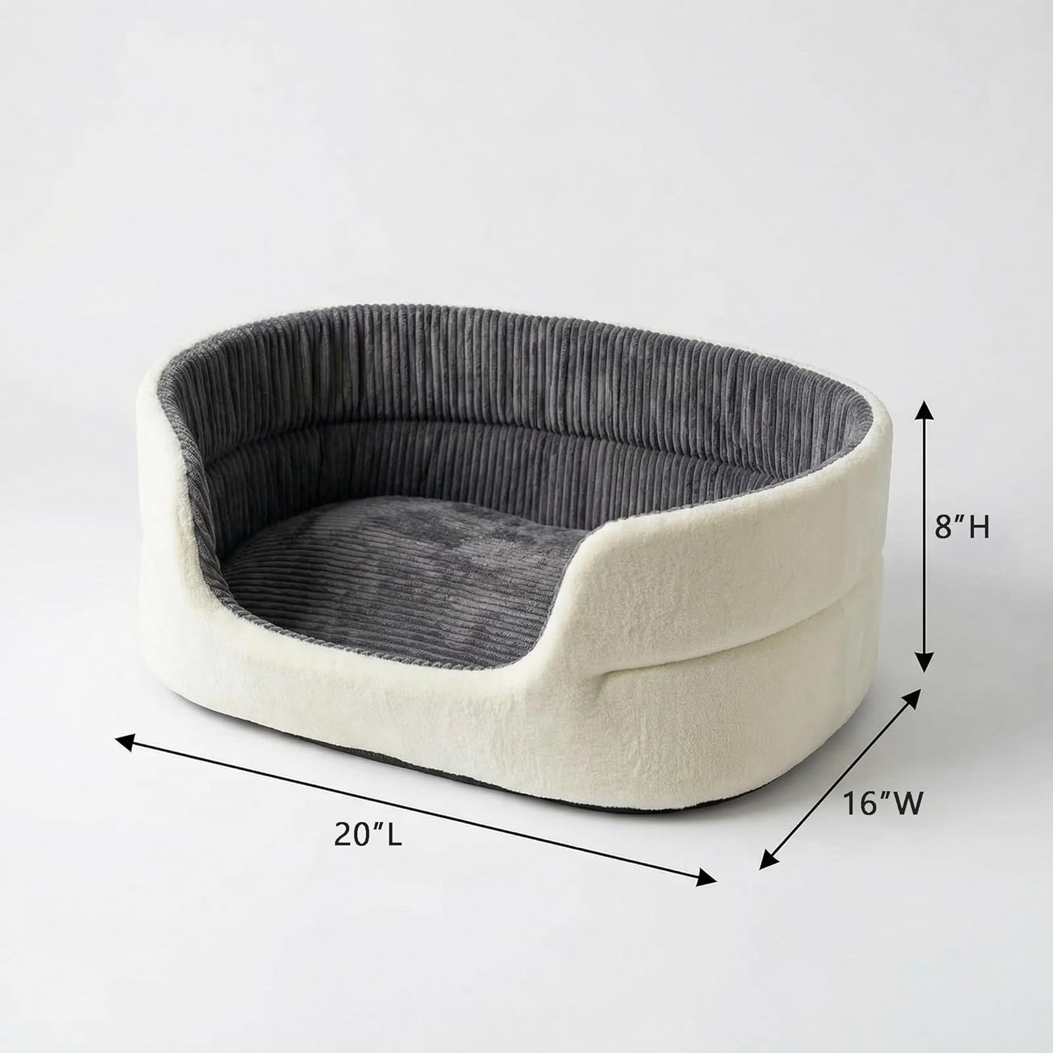 Small Dog Bed Cat Bed 16x20 Inch, Calming Pet Bed for Puppies, Teacup Dogs & Kittens, Half-Enclosed Open-Top Velvet Anti-Anxiety Bed, Machine Washable Cozy Snuggle Bed (White)
