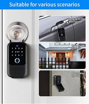 Smart Key Storage Box, Smart Key Lock Box, Fingerprint Authentication, Password, Wall Mounted, Punch Free, Smart Remote Unlock, Anti-theft, Multi-functional, Supports Remote Control