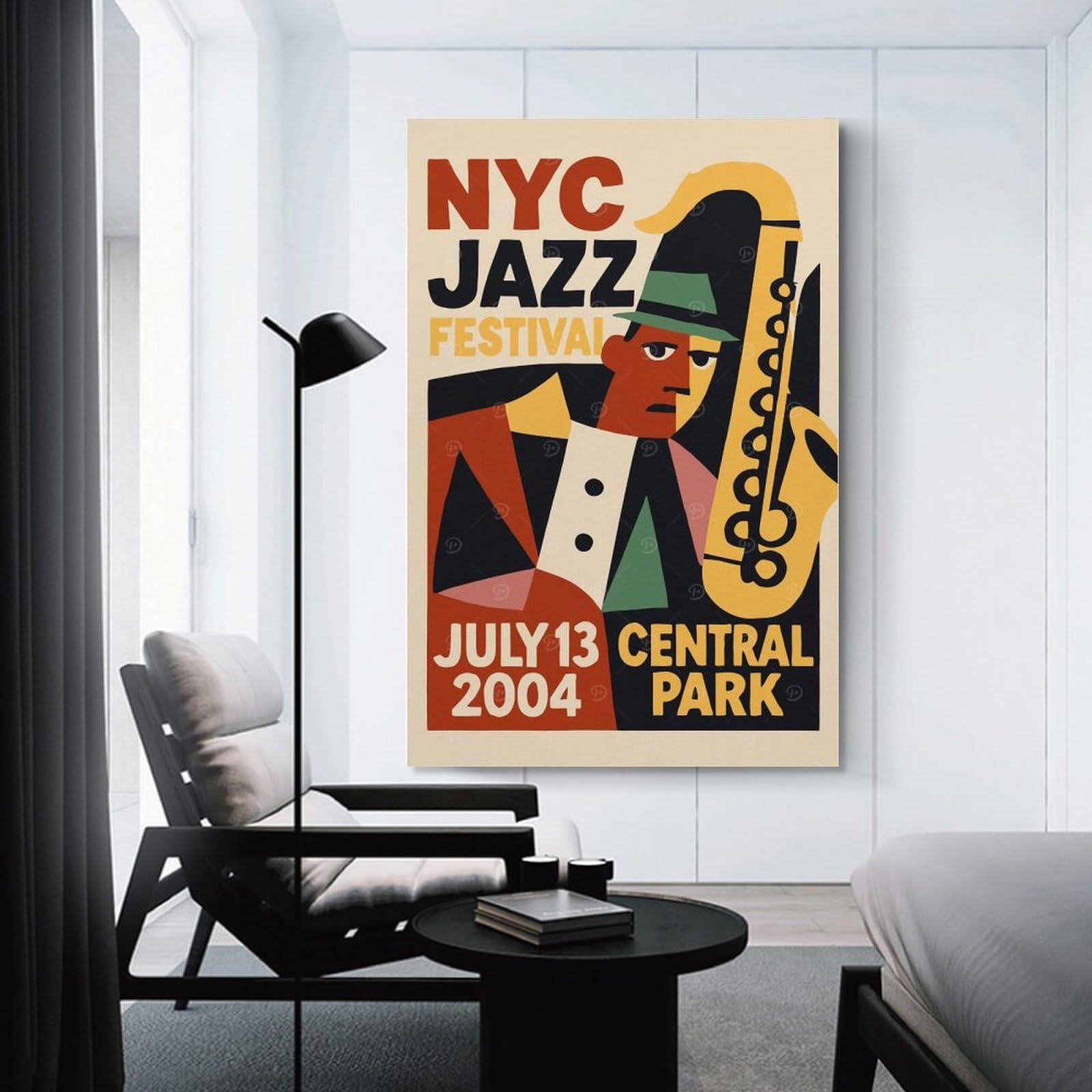 Junmoney NYC Jazz Festival Decorative Wall Artwork, 12x18inch(30x45cm), for Home Lounge, Bedroom Or Reading Nook, Eye Catching Artwork for Blank Walls