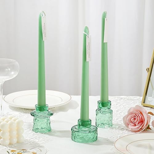 Miniatura 6 de Juego de 3 portavelas de vidrio de doble cara, portavelas cónicos reversibles vintage y candelita para centros de mesa de boda, cena, otoño,