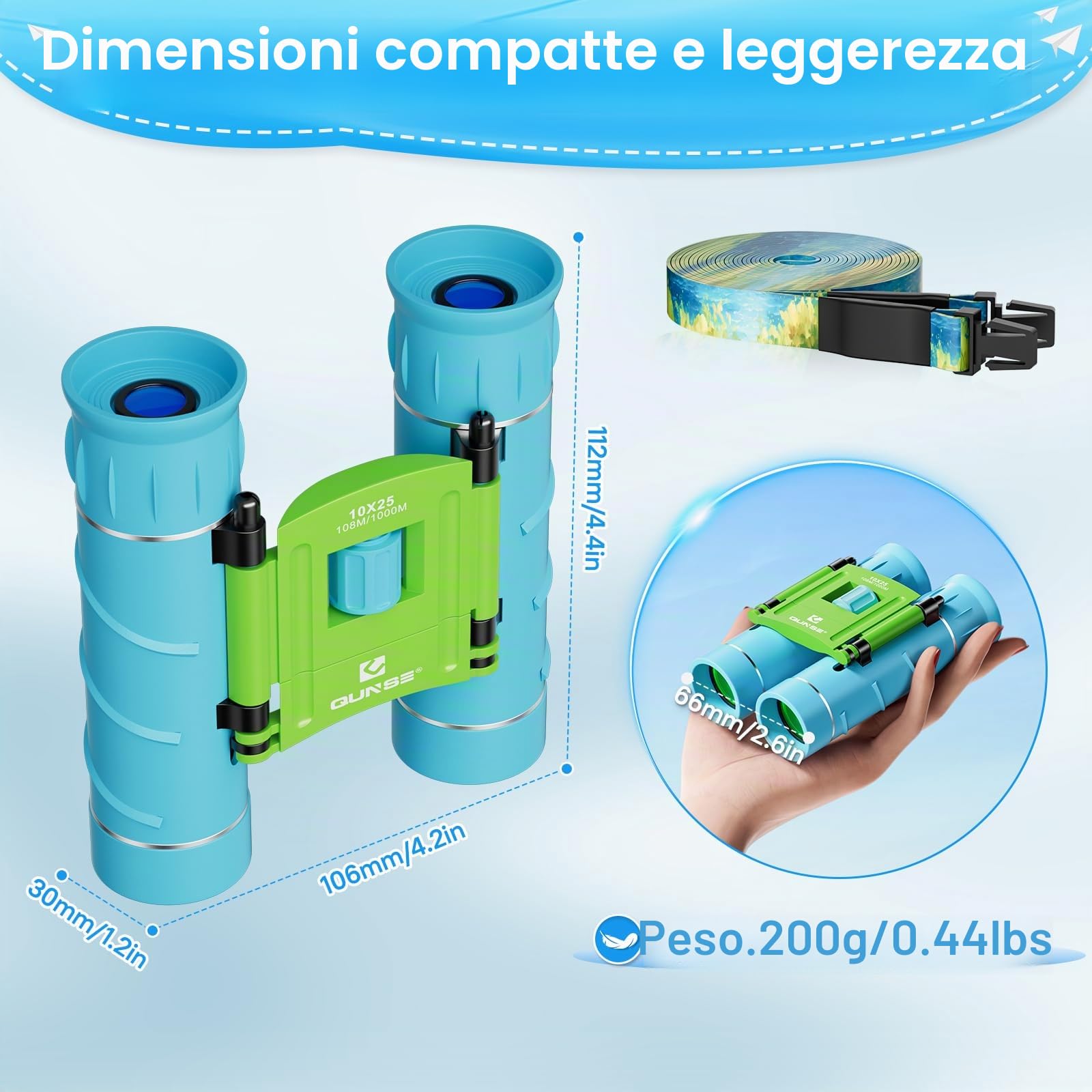 10x25 Binocolo Professionale Bambini Compatto, Binocolo da Teatro Safari Bird Watching,Escursionismo e Campeggio,Marino,Viaggi,Caccia,Campeggio,Concerto