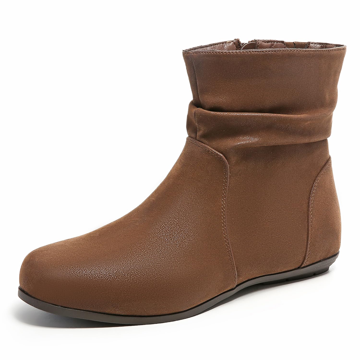 Luoika Womens Wide Width Low Heel Side Zipper Ankle Boots
