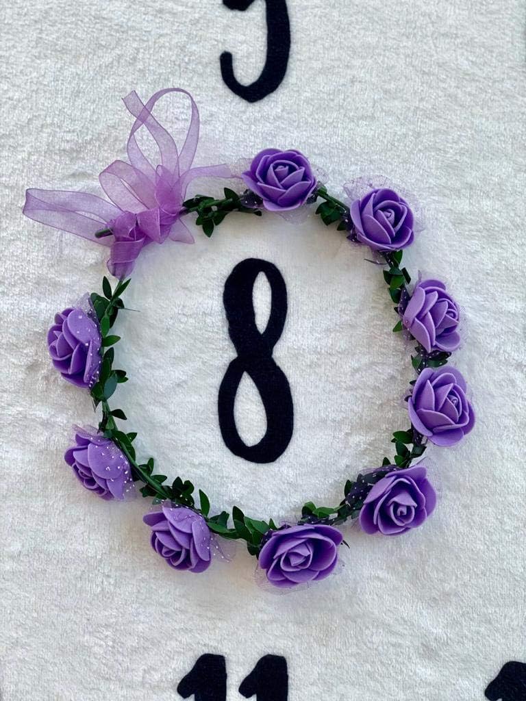 Baby Monthly Milestone Blanket | Includes Floral Wreath & Headband | 1 to 12 Months | Extra Soft Fleece | Best Photography Backdrop Photo Prop for Newborn | Baby Girl - Image 5