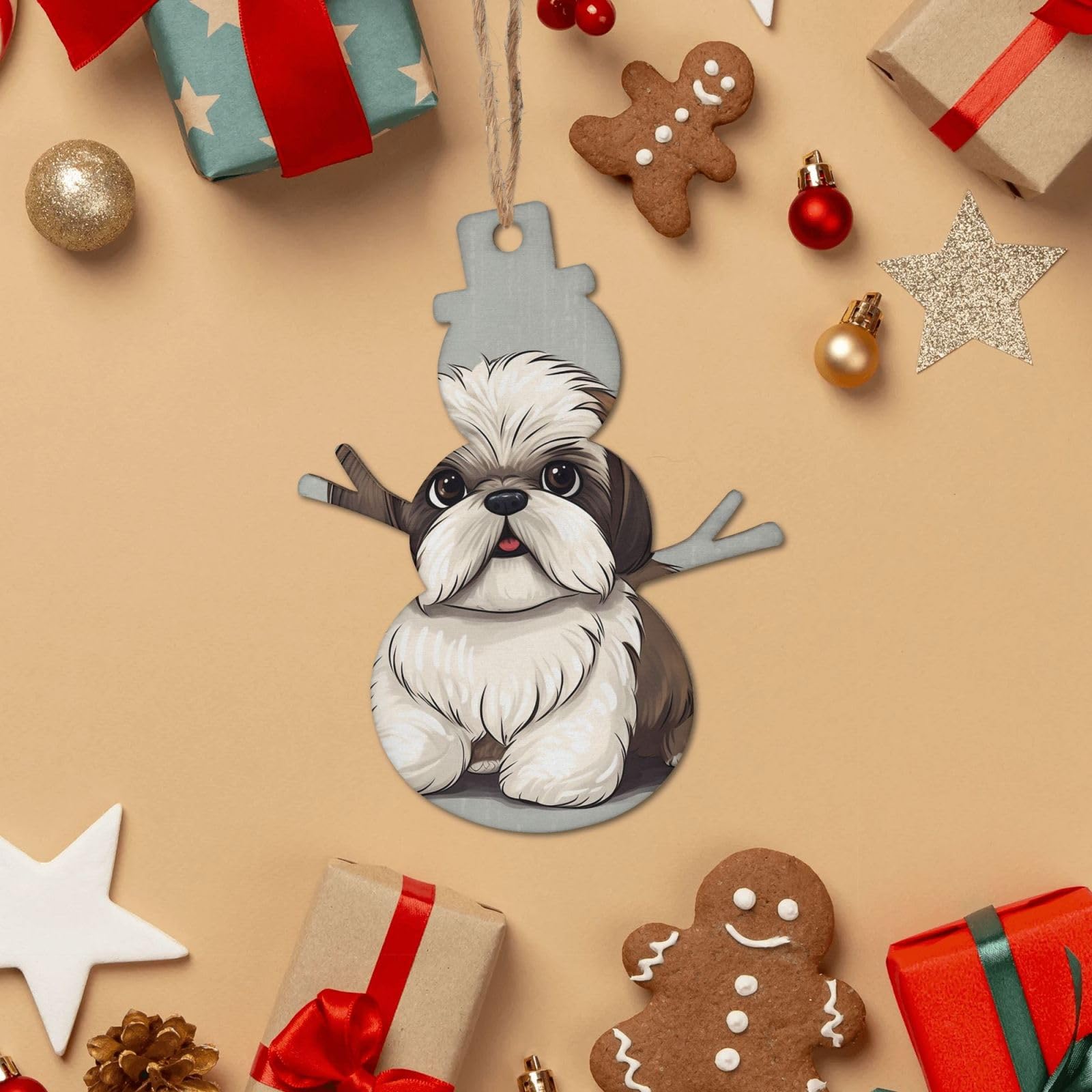 Amazon.co.jp: シーズー犬クリスマス木製オーナメントクリスマスツリー