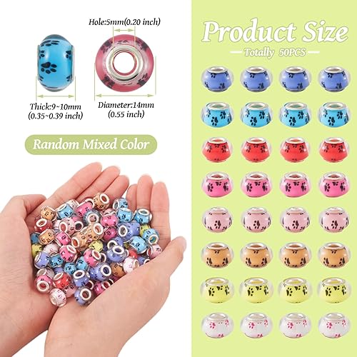 Vista 70 de Cheriswelry 100 cuentas europeas de agujero grande con diamantes de imitación de barril hechas a mano, arcilla polimérica, cuentas espaciadoras