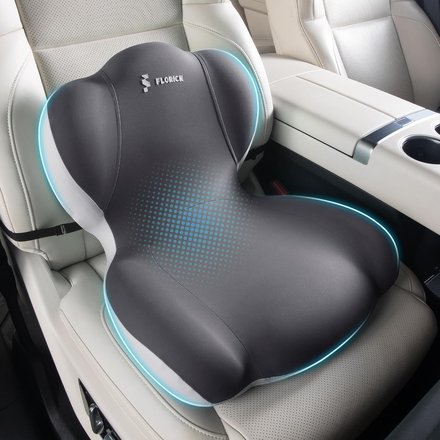 FLORICH Cuscino per Sedile Memory Foam Cuscino Lombare Sedia, Cuscino Ergonomico per Sedili di Auto, Sedie da Ufficio, Sedie a Rotelle, Grigio02