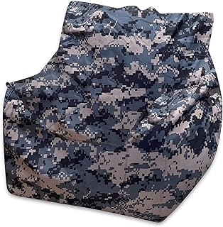 Posh Creations Structured Comfy Bean Bag Chair for Gaming, Reading and Watching TV, Newport Chair, Nylon - Camo Digital