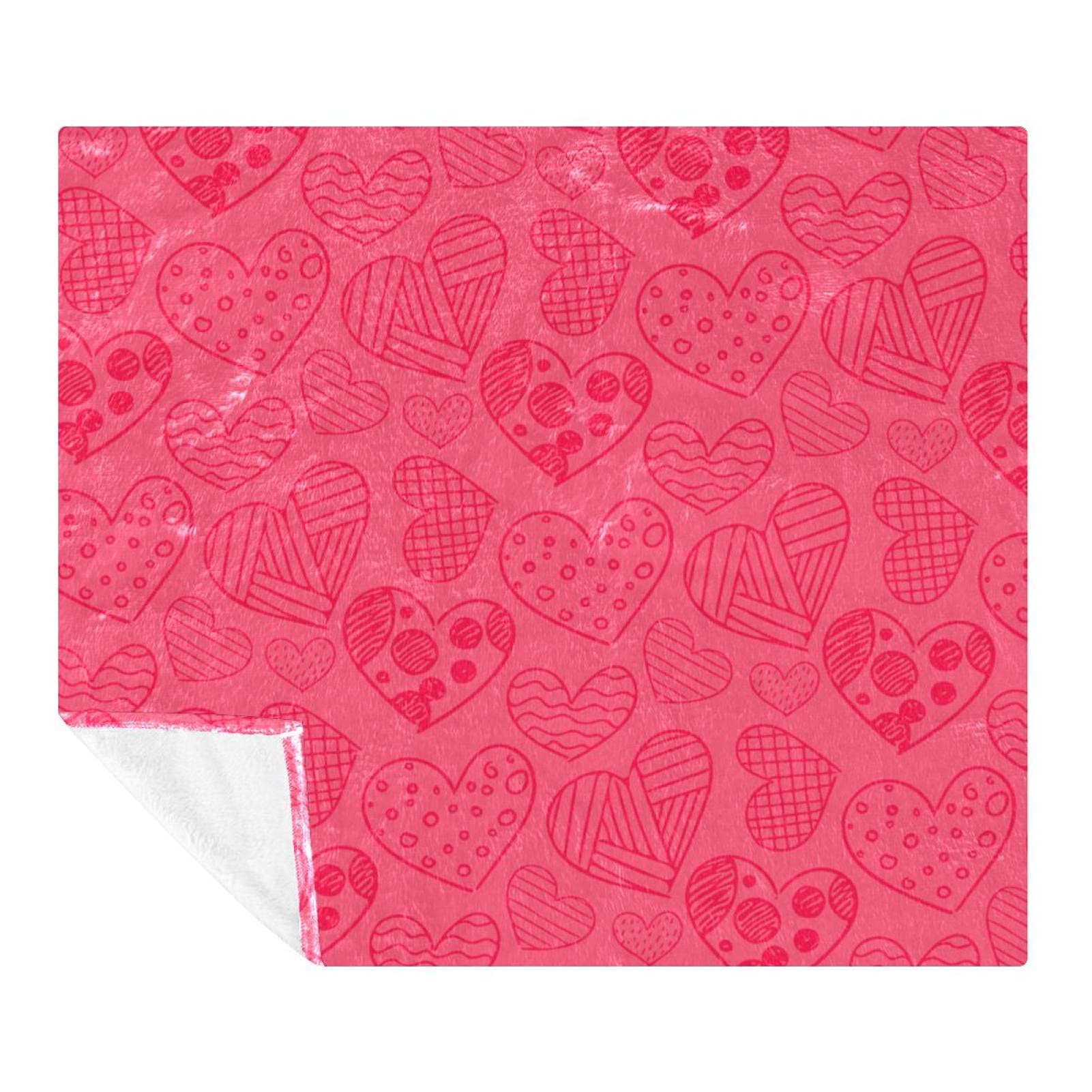 Manta de forro polar, súper suave, lujosa, diseño de corazones dibujados a mano