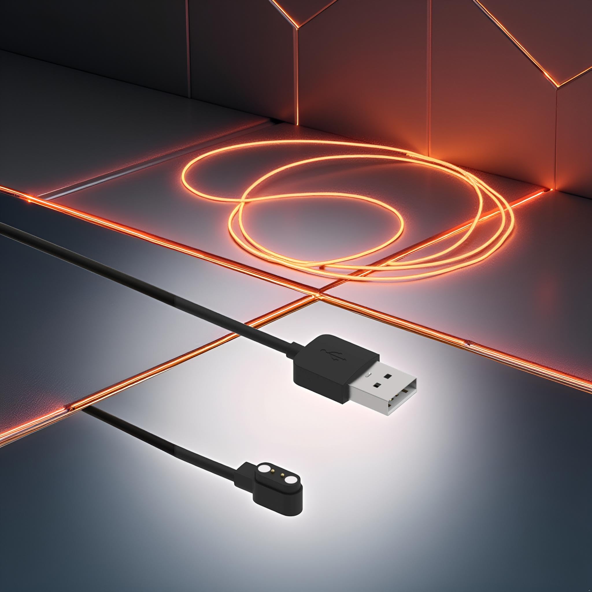 Negro compatible con cargador de reloj inteligente Da Fit, cable de carga USB de repuesto de 3.3 pies para reloj inteligente, reloj inteligente, cables de repuesto y cargadores, teléfonos celulares y