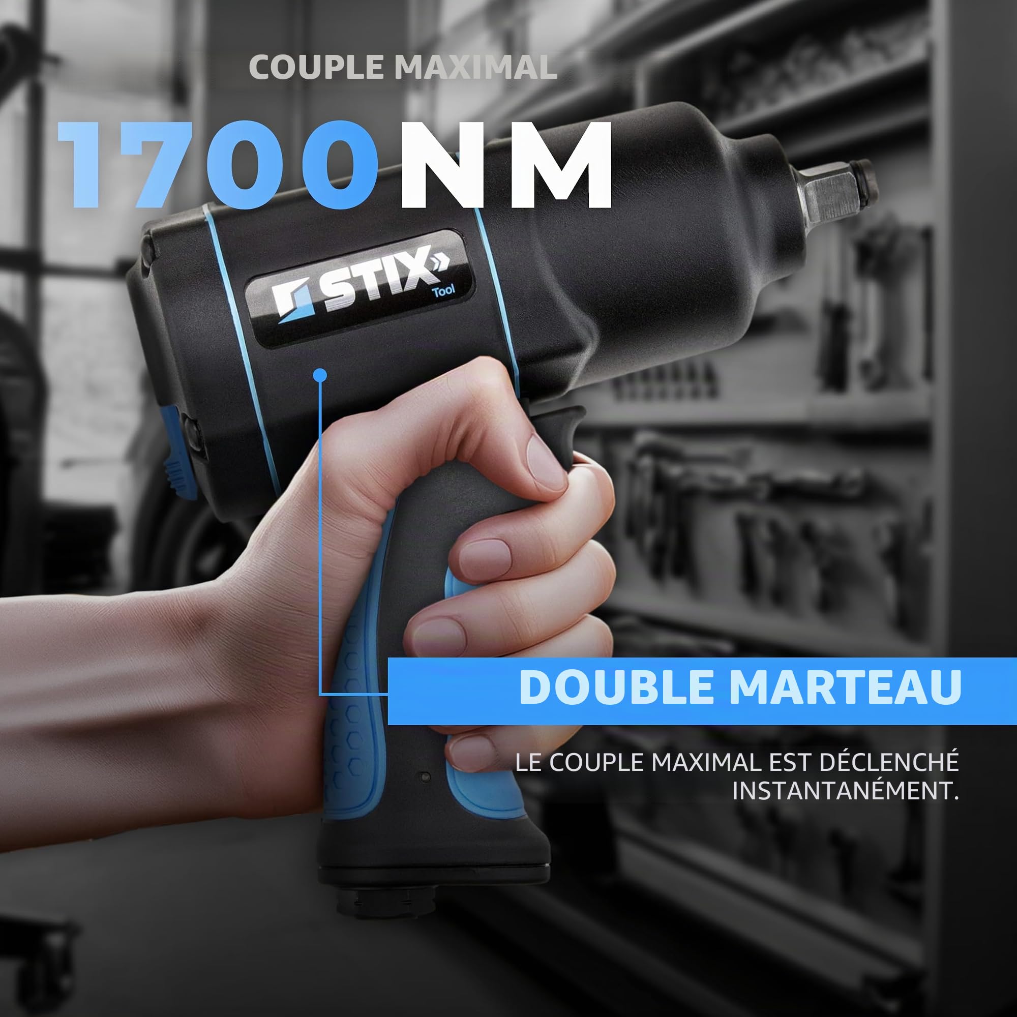 Stix Clé à chocs pneumatique STT-17 1/2" 1700 Nm Twin Hammer