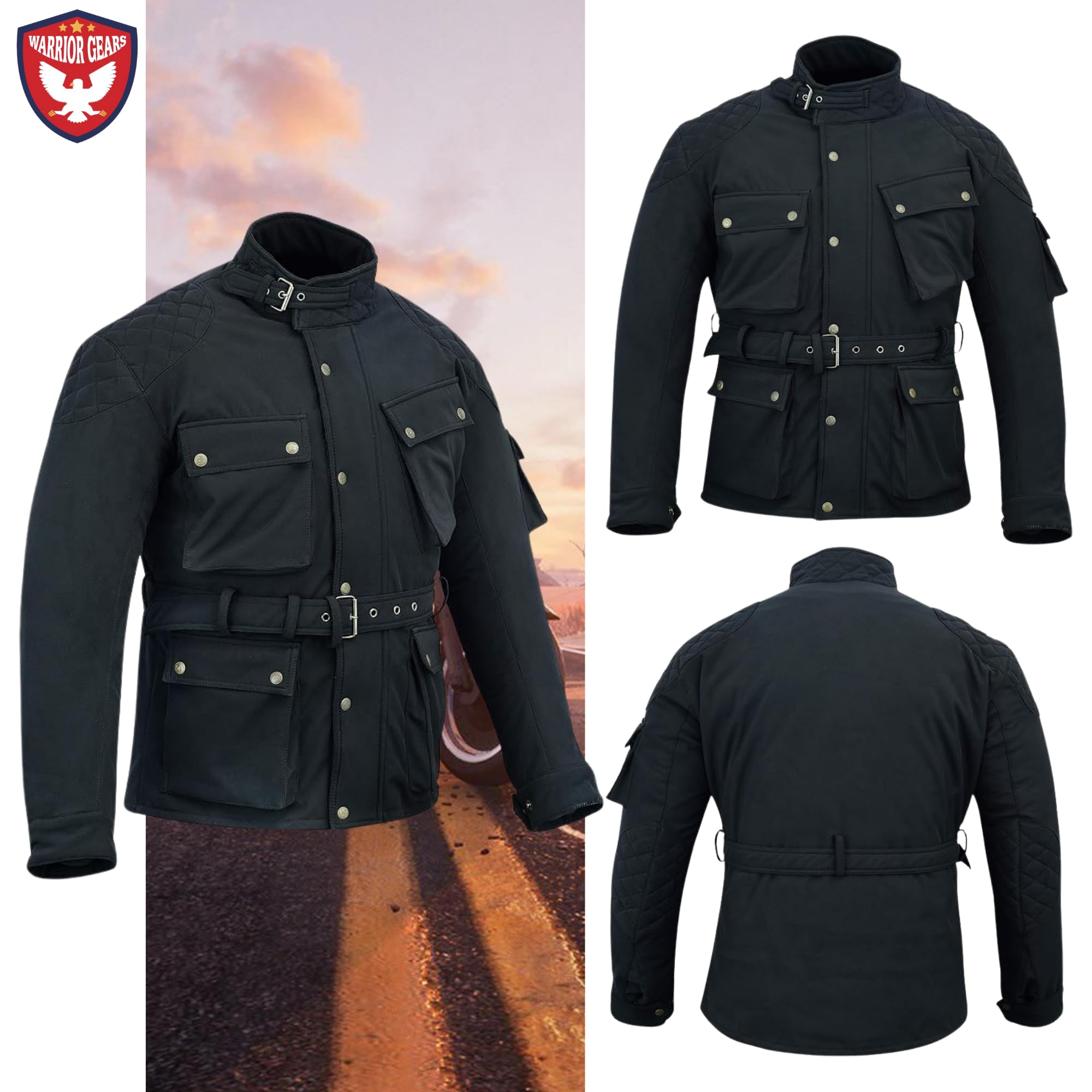 Chaquetas Softshell para hombre negras, Chaquetas Softshell para hombre para exteriores con protecciones CE, Chaquetas impermeables transpirables para hombre, Negras