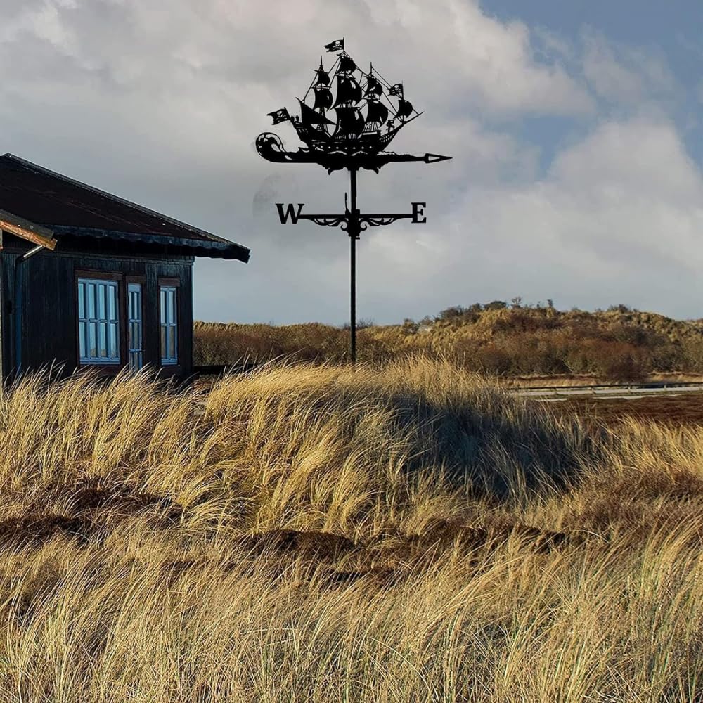 Weathervane wiatrowskaz w ogrodzie i na zewnątrz wiatrowskaz wiatrowskaz ze stali nierdzewnej czarna farba w sprayu zewnętrzne szopy żelazne patio dach stodoły dekoracja