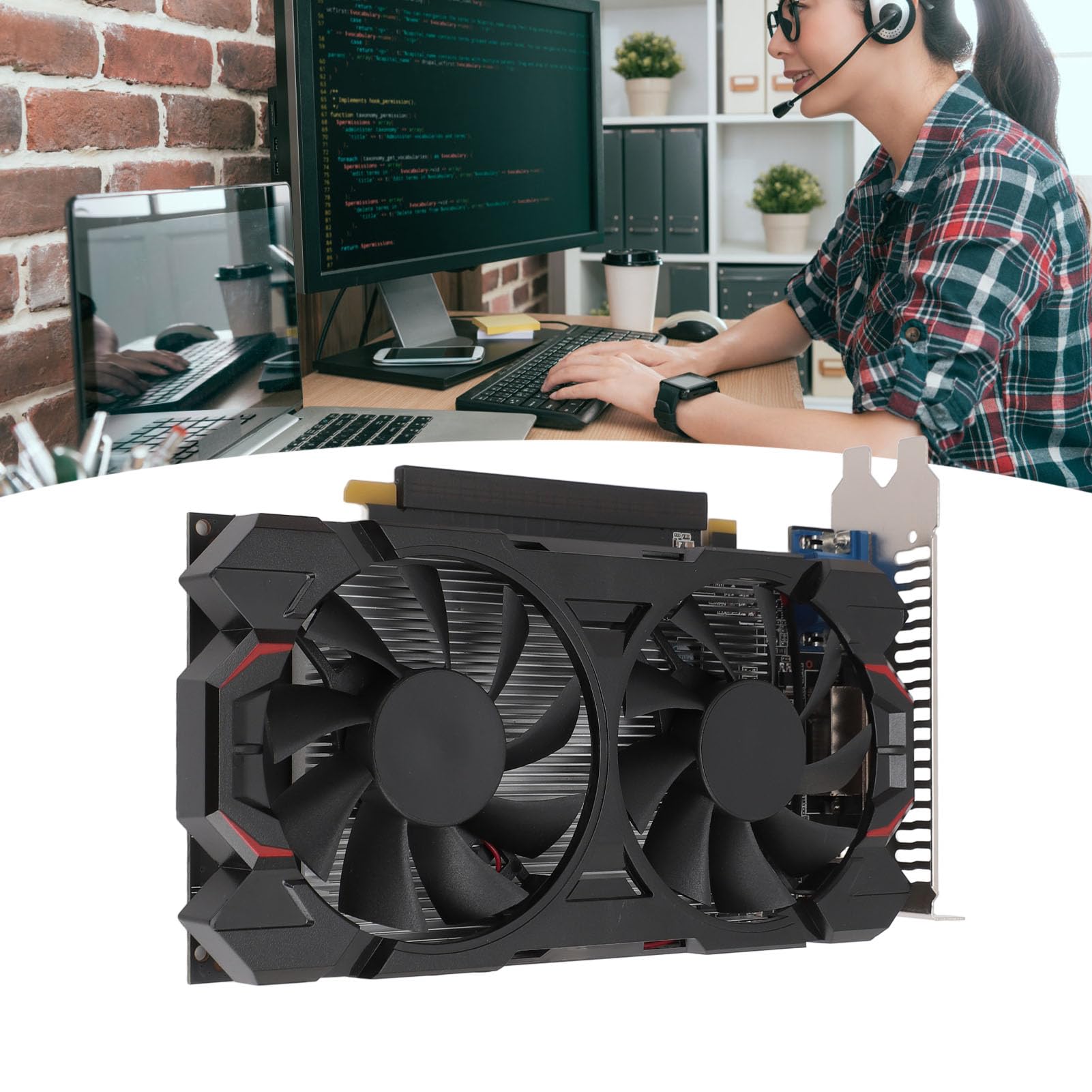 LICAEVEY Karta Graficzna 8GD5 PCIe, 8 GB GDDR5 128-bitowy Podwójny Wentylator, Niskoszumowa, Wydajna Karta Graficzna do Komputerów Stacjonarnych do Gier, z Kondensatorami