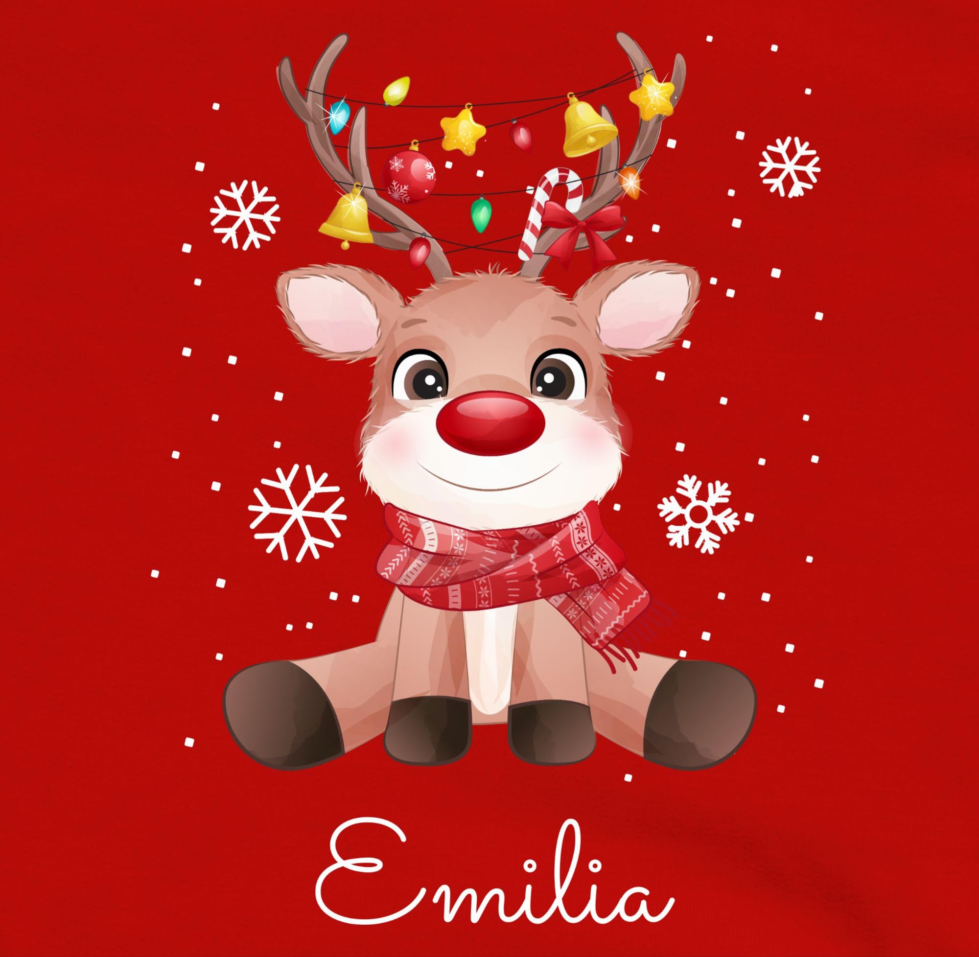Geschenk mit Namen personalisiert by Shirtracer - Sweater Kinder Sweatshirt Jungen Mädchen Pullover - Geschenke - Süßes Rentier mit Name Wunschtext I Geschenk Rentier Weihnachten I Rudolph Reindeer