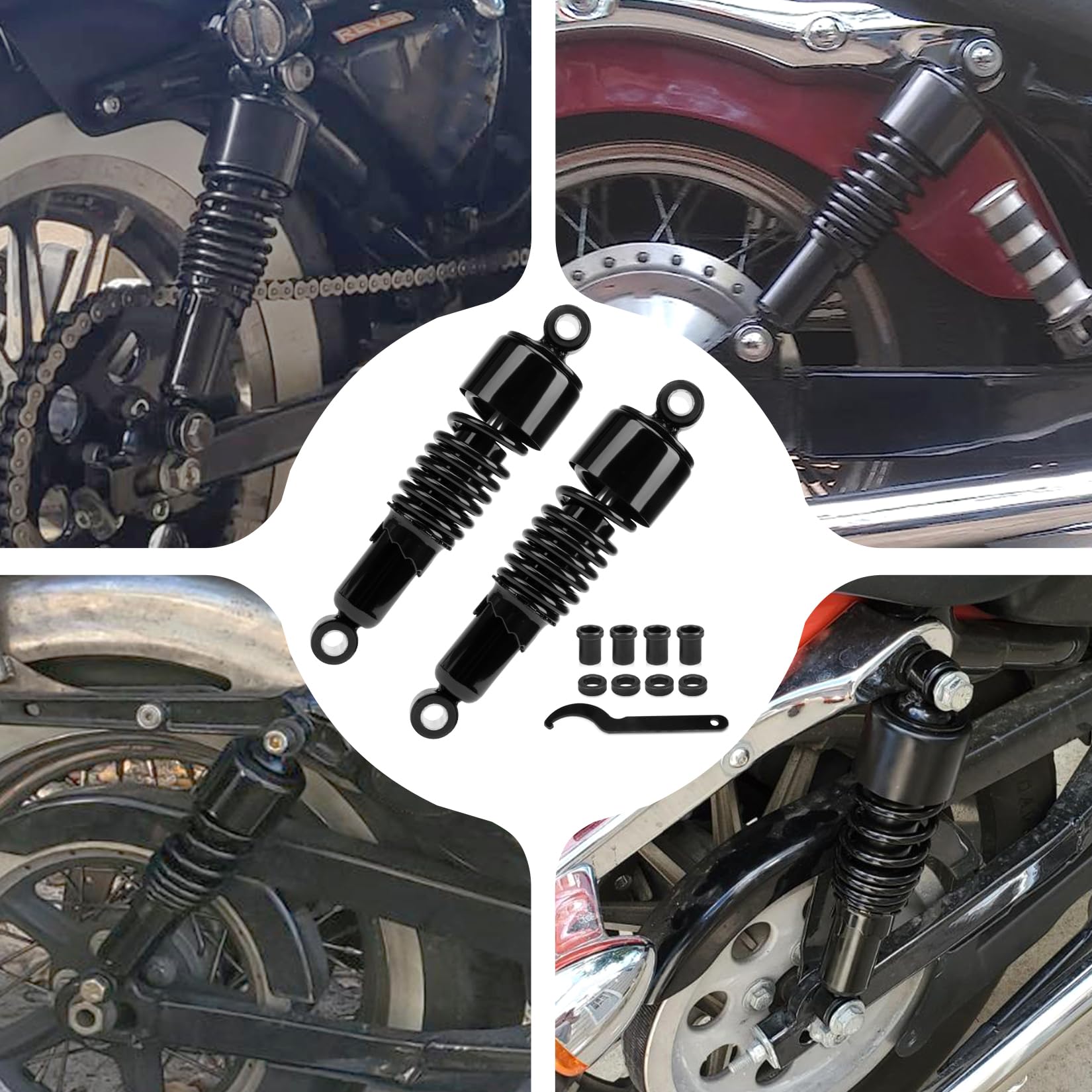 PSLER Kit sospensione posteriore Ammortizzatore posteriore Kit di abbassamento ammortizzatori posteriori Precarico regolabile 10,5 '' per Sportster XL 883 1200 1988-2023 Touring Street Road Electra