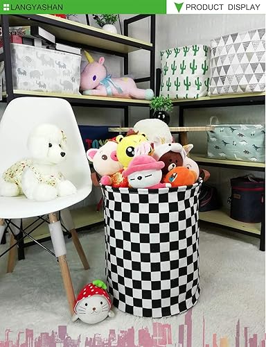 Miniatura 299 de LANGYASHAN Contenedor de almacenamiento, cesta organizadora plegable de tela de lona para ropa sucia, contenedores de juguetes, cestas de regalo, Un