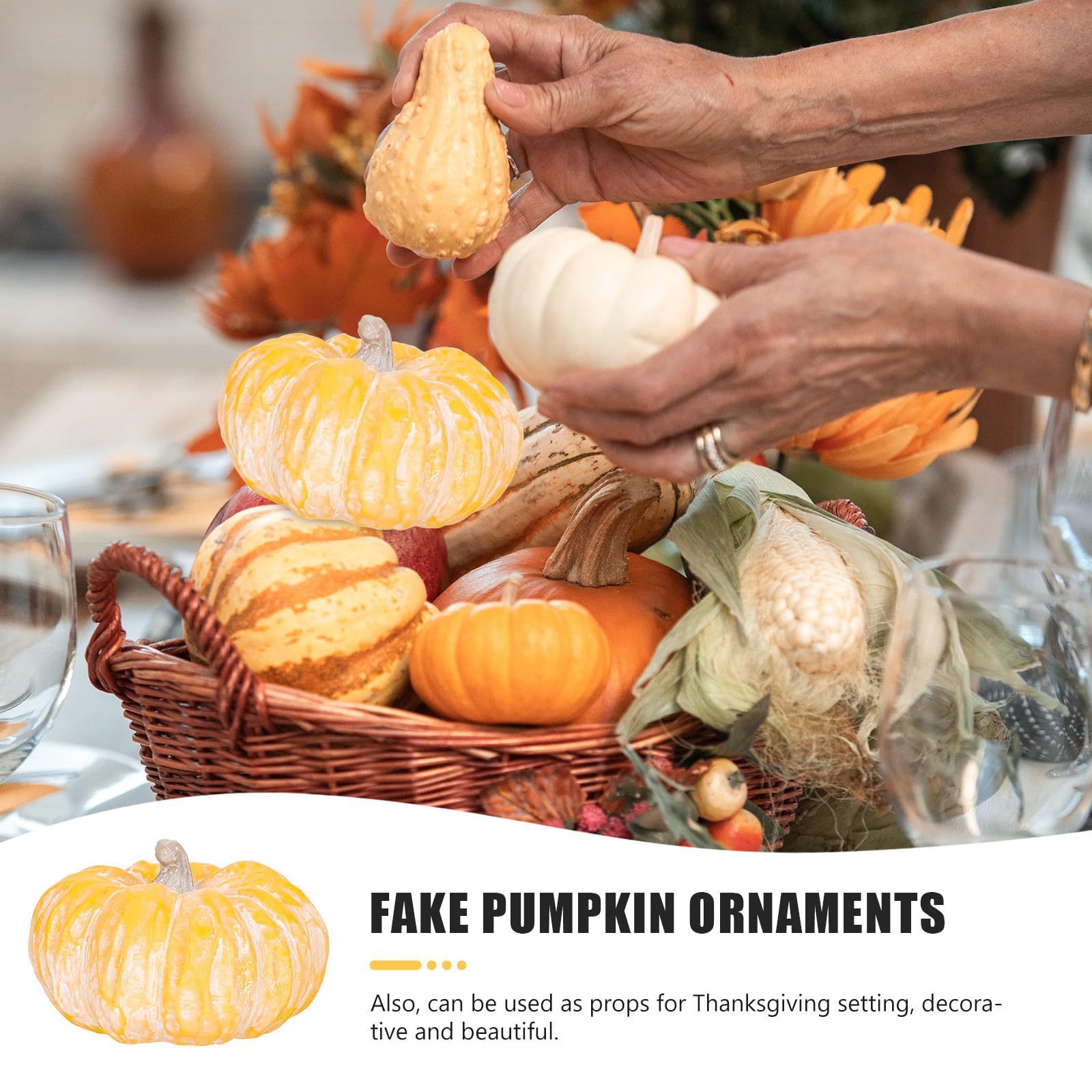 Uonlytech 2 Stück Keramik Kürbis Deko für Halloween und Thanksgiving Kleiner Gelber Kürbis als Außendekoration und Tischdeko Rustikaler Stil und Schlichte Form