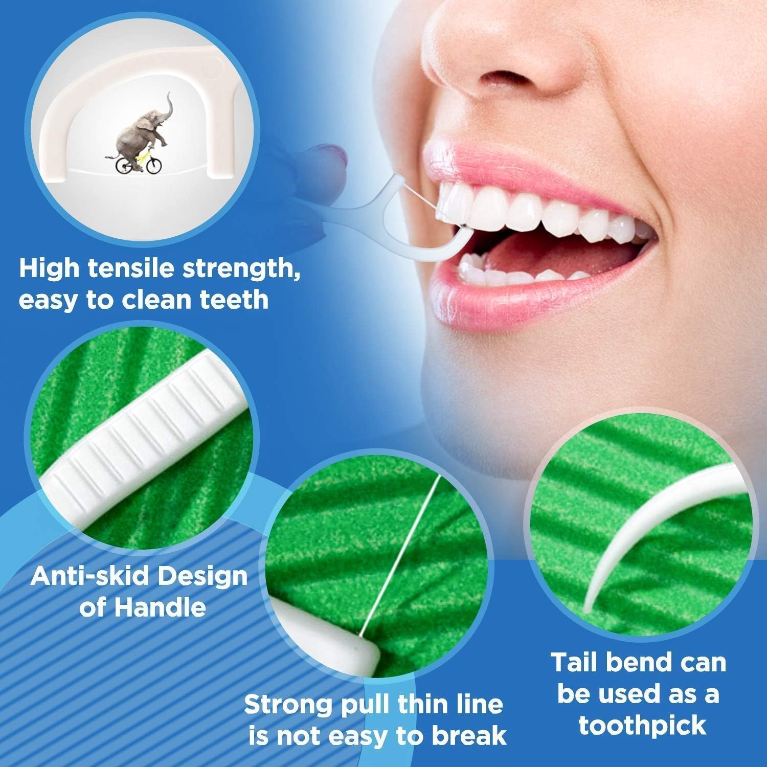 3 in 1 Tooth Cleaning Fresh Dental Floss Toothpick Cleaners,Oral Care Plastic Disposable Teeth Flossing Thread Toothpicks Stick Set for Fresh, Healthy and Breath Gums (PACK OF 50) - Image 2 thumbnail