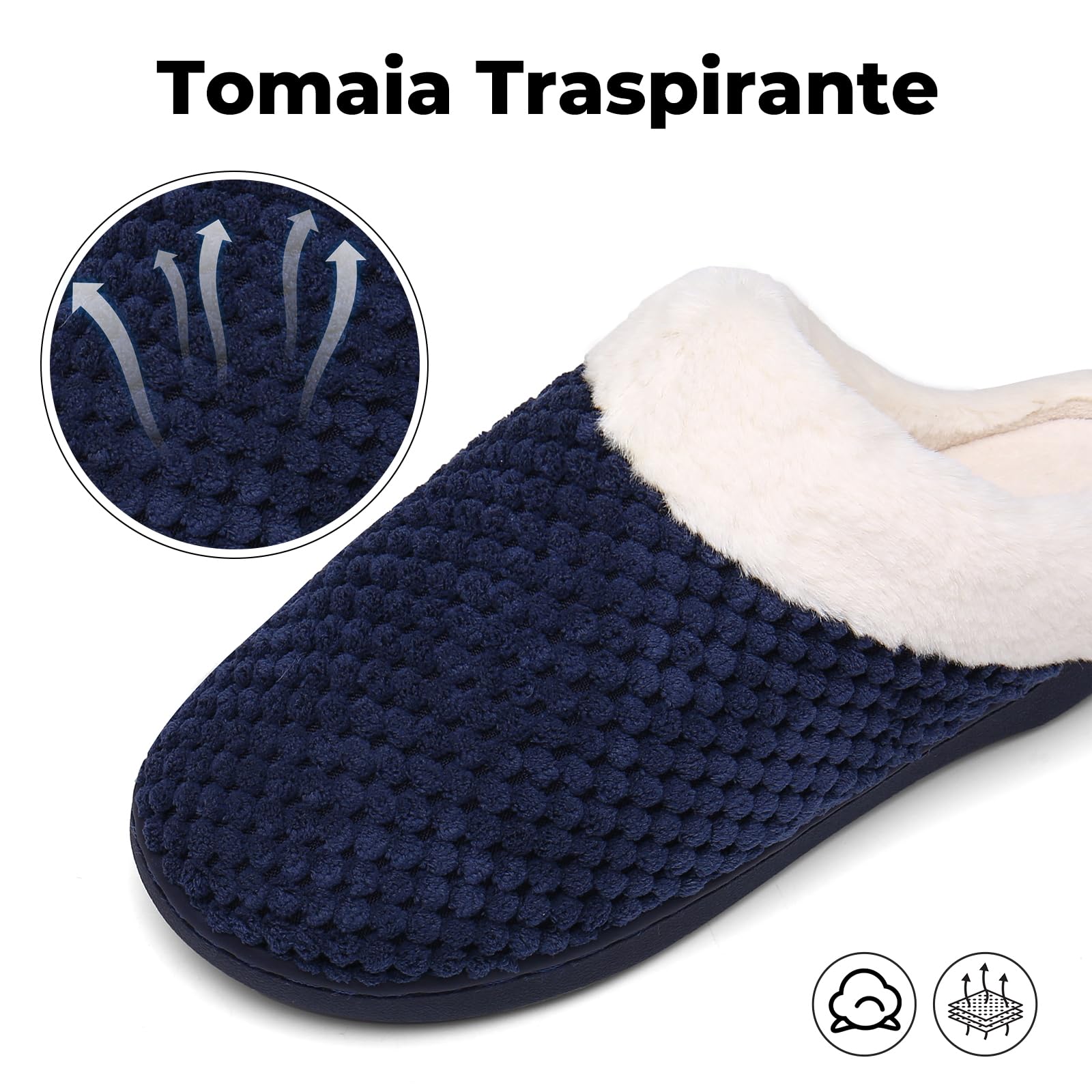 Mishansha Pantofole Donna Uomo Memory Foam in Caldo Cotone Scarpe da Casa