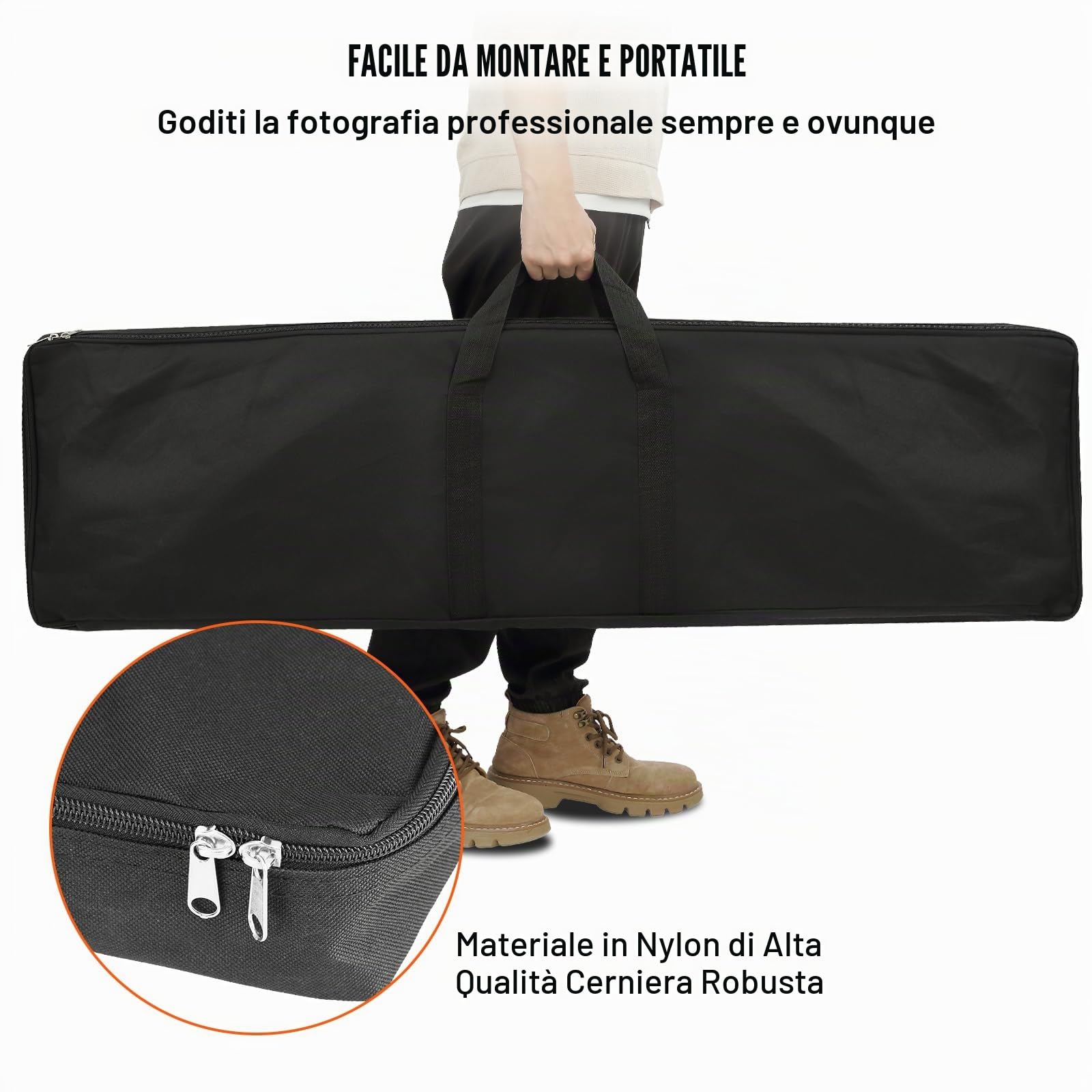 VEVOR Supporto Fondale Fotografico 3048 x 3048mm Kit Supporto per Fondale Fotografico Regolabile Base in Acciaio al Carbonio con 6 Morsetti Borsa da Trasporto, Supporto per Sfondo Fotografia in Studio