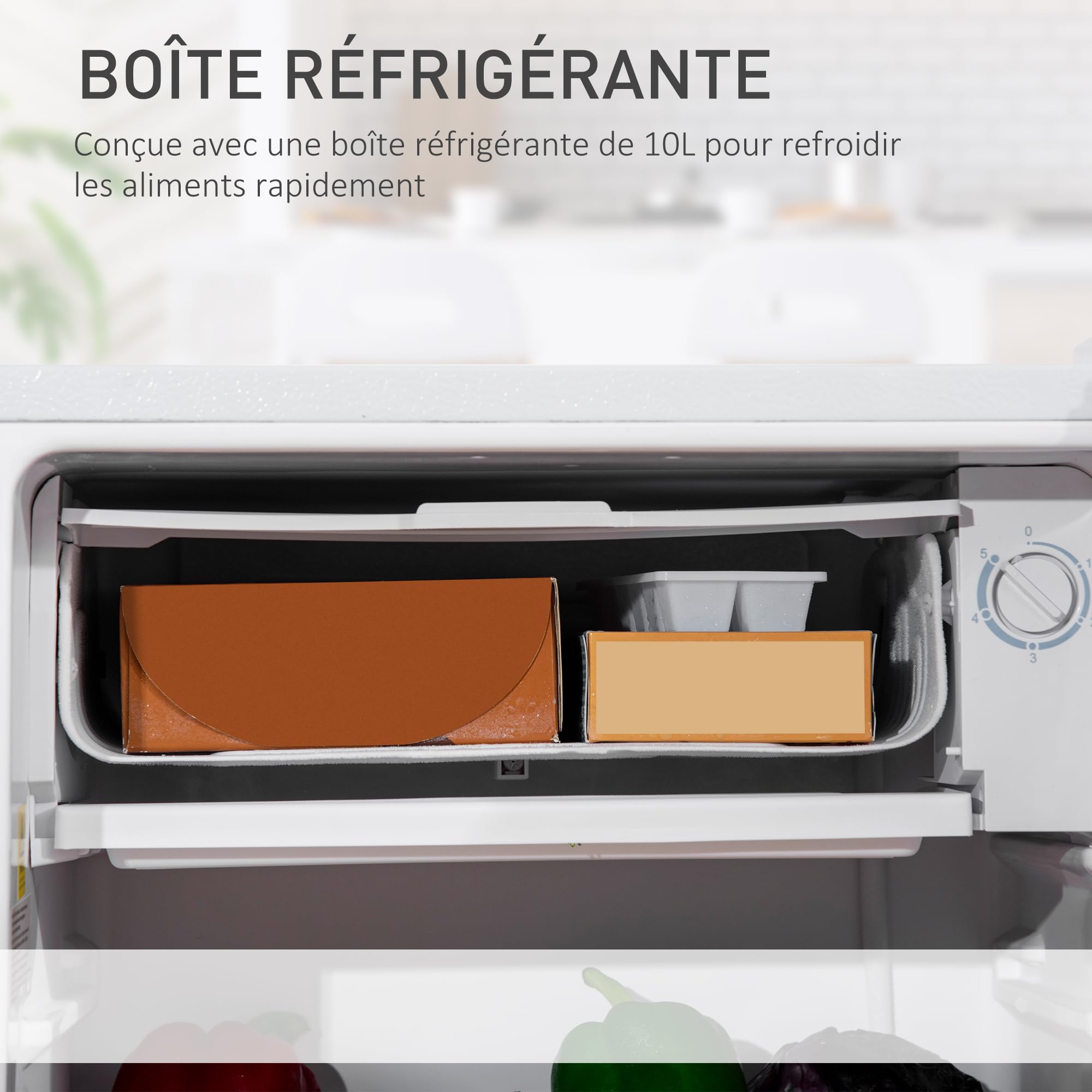 HOMCOM Réfrigérateur Congélateur Petit Réfrigérateur à Une Porte 91L Blanc | Étagères Modulables, Compartiment Congélateur, Design Sous-Comptoir