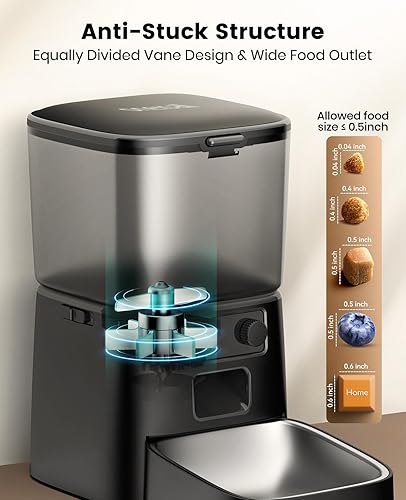 Miniatura 6 de oneisall Alimentador automático para gatos, dispensador de comida para gatos WiFi con control de aplicación, alimentador automático para gatos para