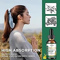 Vista 5 de Paquete de 2 gotas de gordolobo para pulmones, 1200 mg de extracto de hoja de gordolobo gotas líquidas con clorofila para limpieza y desintoxicación