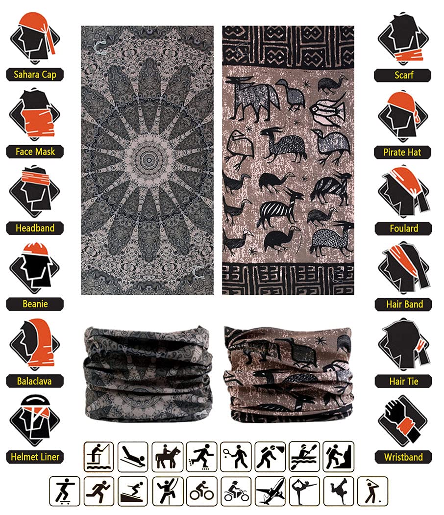 VANCROWN Head Wrap Headband Headwear Neck Gaiter Face Mask Magic Scarf Balaclava Bandana