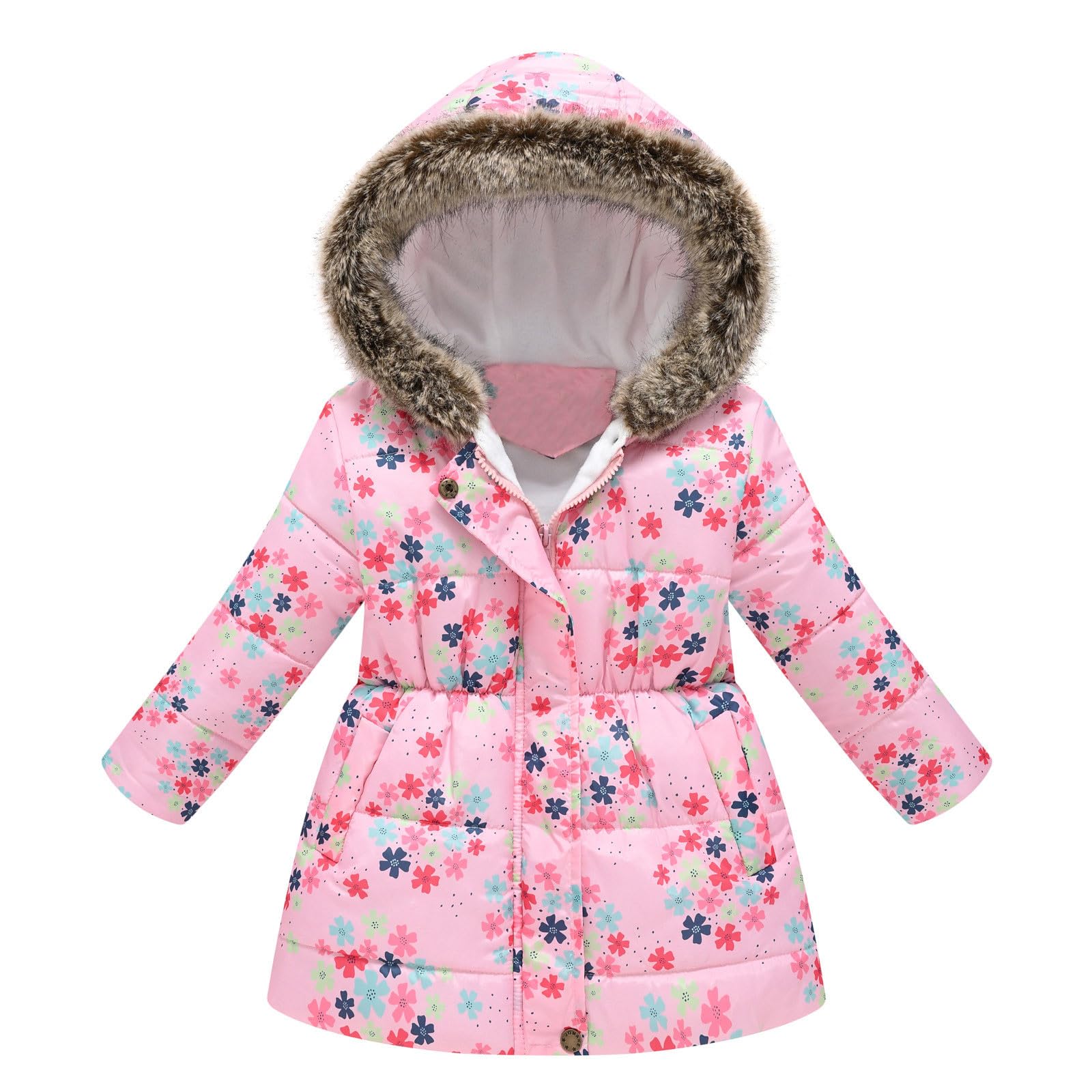 Loft - Giacca per cani per bambini e bambine, con stampa dei cartoni animati, con cappuccio e giacca spessa, antivento, con cerniera calda