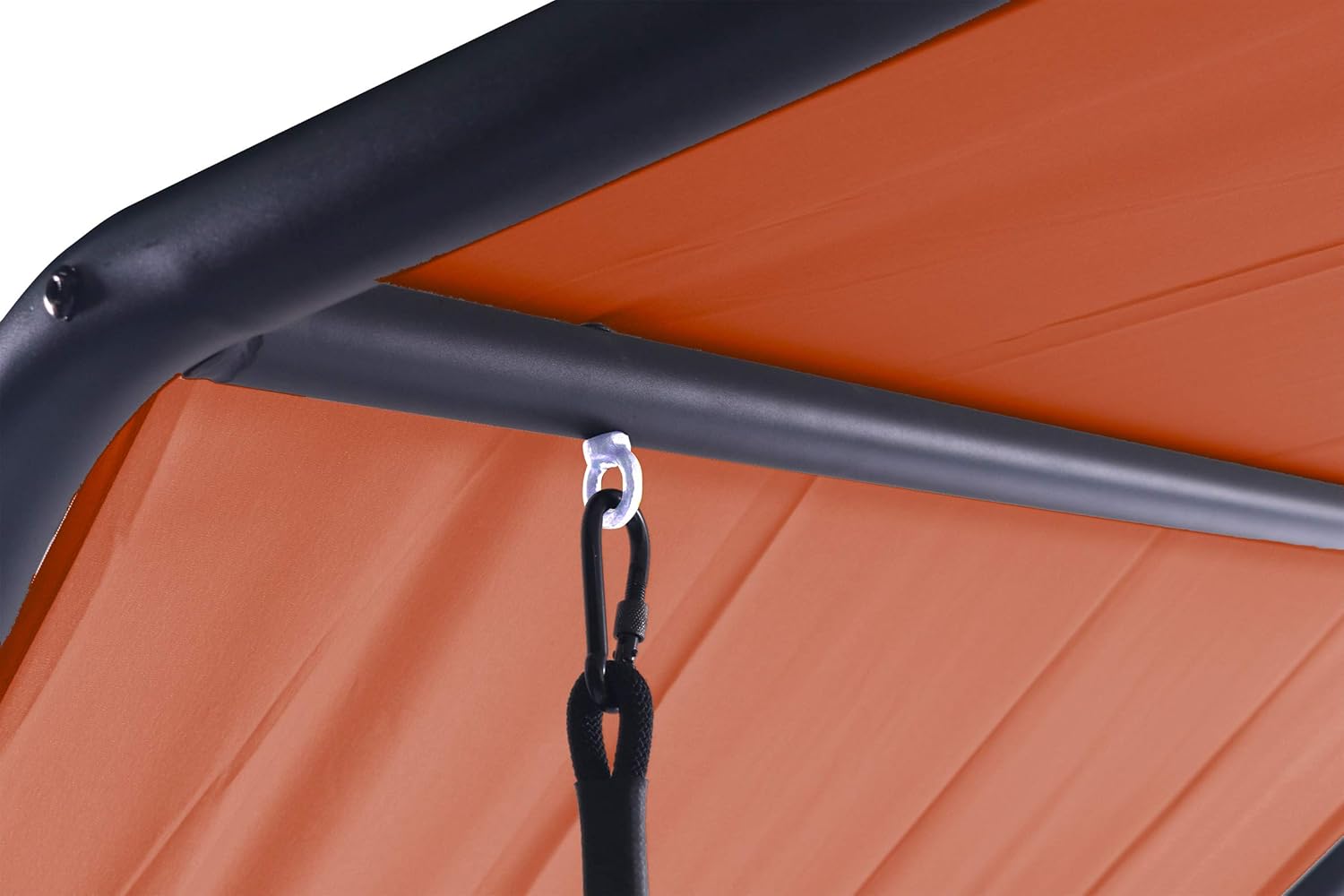 Outdoor Porch Swing Bed with Canopy, Steel Frame, Terracotta Cushions, 102 x 67 x 76 inches