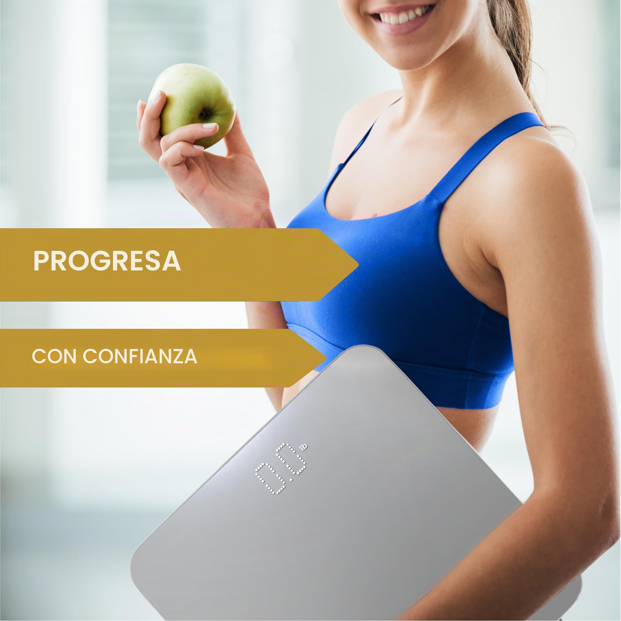 INEVIFIT Báscula de baño, báscula digital de alta precisión, mide el peso para múltiples usuarios. plataforma grande de plata 11.8 "x11.8"