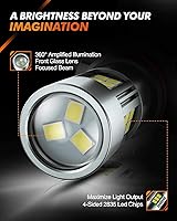 Vista 3 de SEALIGHT - Bombillas LED antiniebla H10/9145/9140, 6000 K, xenón blanco, 27 chips SMD, iluminación de 360 grados, sin polaridad, paquete de 2