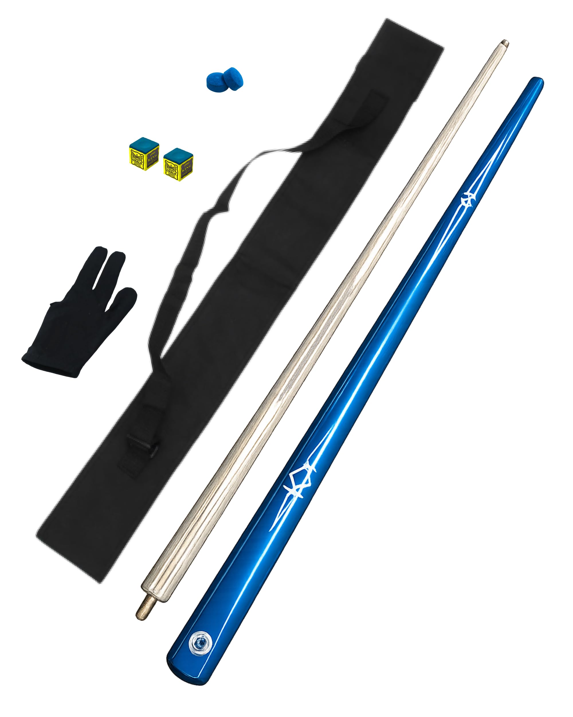 JBB Billiards Snooker Pool Cue Stick Set 9mm Half Joint (Blue) with Cover & Accessories-picture-30