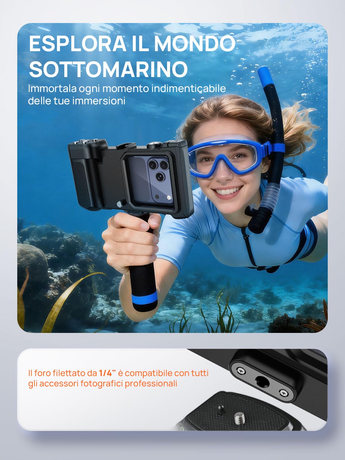 Custodia Impermeabile Smartphone Compatibile con Bluetooth, 15M [Universale] IPX8 Cover Subacquea Professionale per iPhone Samsung Galaxy Huawei XiaoMi Oppo Vivo Android 4.7-6.9'', Nero